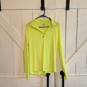 Under Armour Women's Neon Lime Quarter-Zip Long Sleeve Top